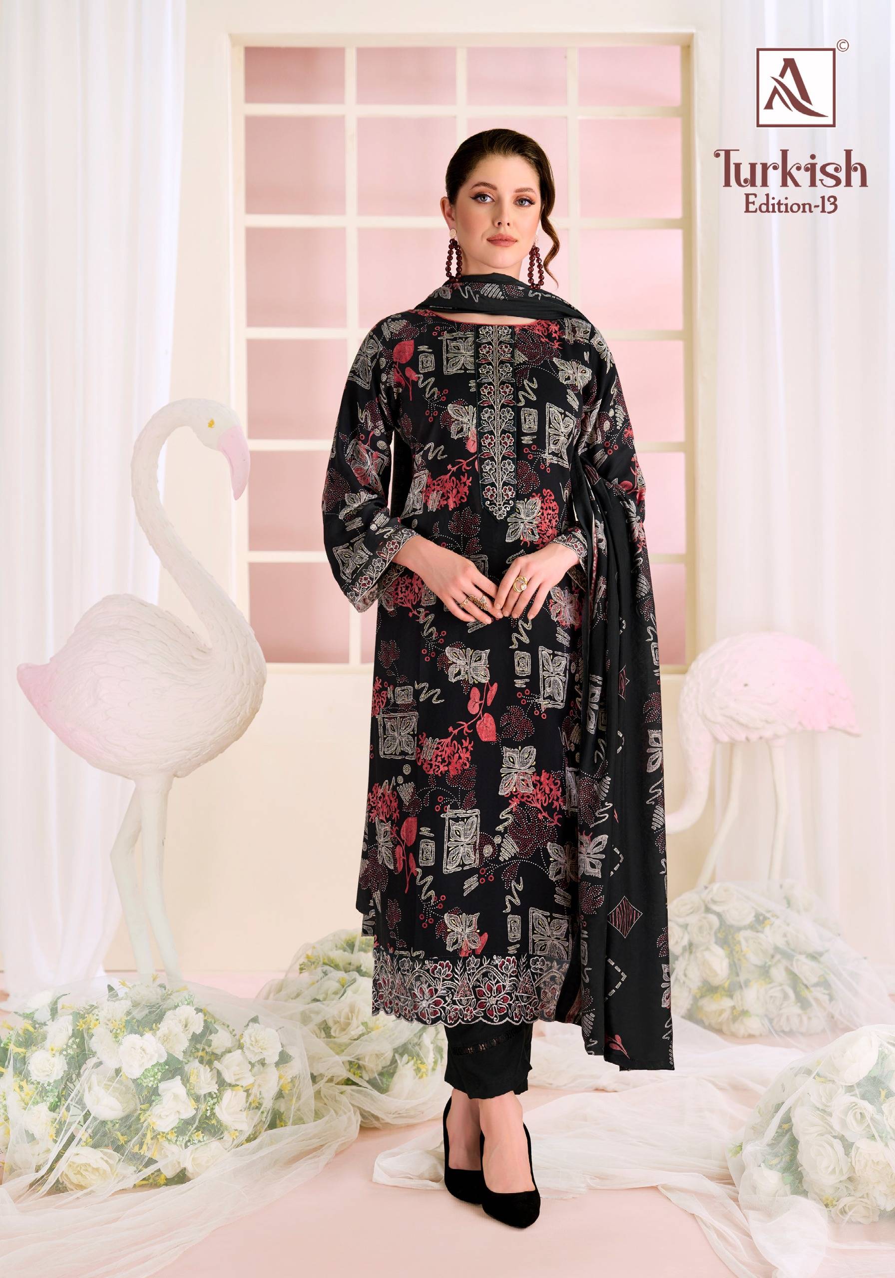TURKISH-  vol-13 by Alok Suit 3020-1133-01 TO 3020-1133-06 SERIES Pakistani Stylish Embroidered Viscose Reyon COLLECTION At Wholesale Price